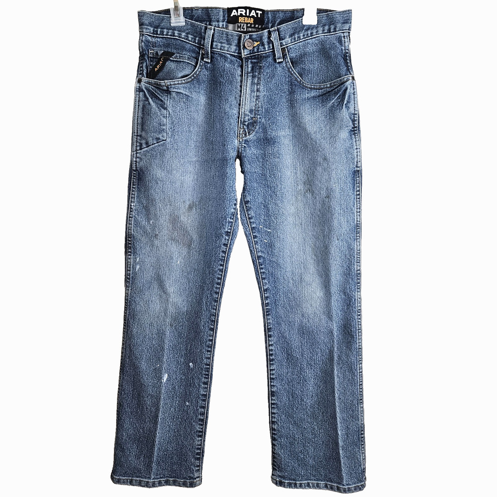 Ariat Jeans Mens 32x30 Blue Denim Rebar M4 Low Rise Boot Workwear Western